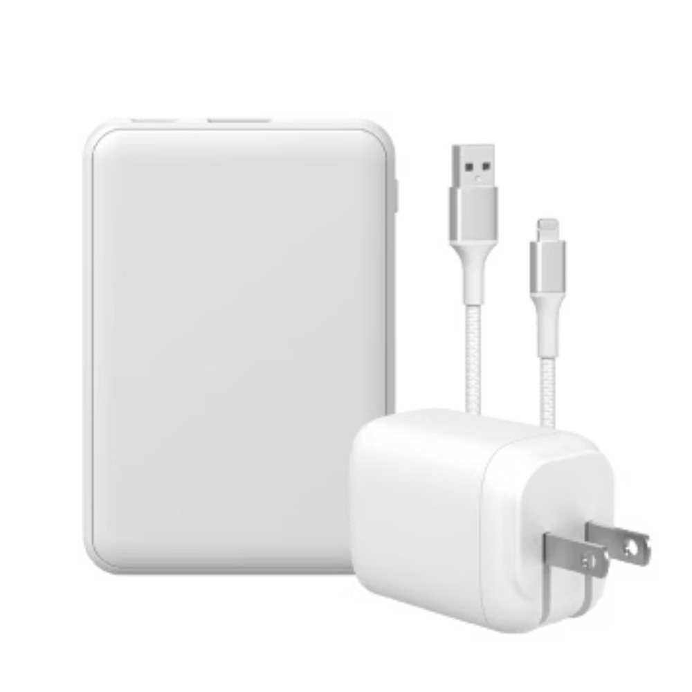 heyday White Portable Power Bank with Wall Charger and USB Cable
New in Box